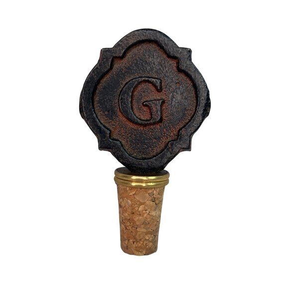 Mud Pie Metal Cast Iron Initial "G" Wine Bottle Stopper NEW - Picture 2 of 7